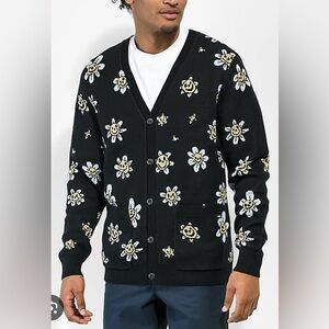 Vans Hilltop Smiley Daisy cardigan/v-neck sweater unisex size medium